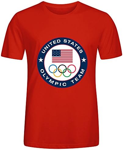 VBEKGG Mens T-Shirts United State Olympic USA Team Logo Crew Neck T-Shirts Red