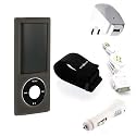 (9 Colors Available) 5 in 1 iPod Nano 5th generation silicone case bundle for 5th Gen accessories skin cover, armband, car charger, home charger, USB cable