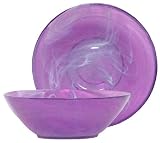 Colorful Recycled Art Glass Grape Fruit Bowl 10"D, 3.5"H