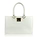 L.A.P.A. Italian Designer White Croc Embossed Leather Satchel Handbag