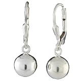 Sterling Silver 8mm Round High Polish Leverback Ball Earrings