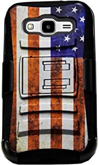 For Samsung Galaxy Grand Prime LTE / Galaxy Go Prime Case G530 Armor Hybrid Silicone Phone Cover Kick Stand LuxGuard Holster+[WORLD ACC®] Screen Protector+Stylus (US Flag/Black)