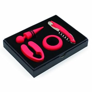 Picnic Time Metro 4-Piece Wine Tool Set, Red