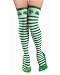 Green and White Striped Thigh High Stockings Adult