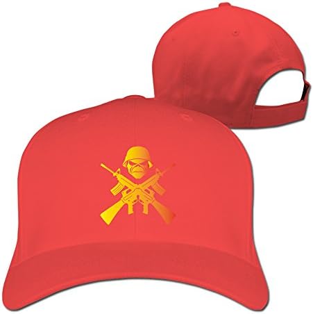 Fashion Iron Maiden Army Logo Unisex Adjustable Solid Trucker Cap Red