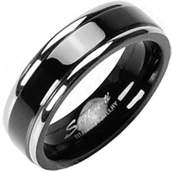 Spikes Solid Titanium Back in Black Ring