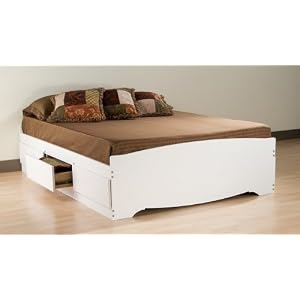 Prepac Monterey White Double Platform Storage Bed (6-drawers)