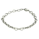Stainless Steel Womans Heart Shape Ankle Anklet 9.5 Bracelet Chain with Lobster-Claw Clasp