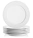 LIFVER 6-Piece White Bread, Butter Plates Set, 8 Inches Porcelain Plates Set of 6,White
