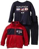 Nautica Sportswear Kids Baby-Boys Infant 3 Piece Full Zip Knit Top With Denim Jean Set