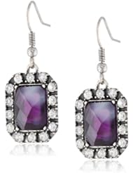 NINE WEST VINTAGE AMERICA "Vintage Glamour" Silver-Tone Purple Pave Drop Earrings