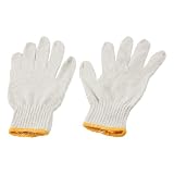 Buy Amico 12 x Pairs Knitted Ribbed Full Finger Working Gloves White Yellow by Amico