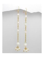 Fresh Water Pearl Earrings In Brass