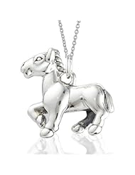 Chuvora Sterling 925 Horse, Pony Pendant Necklace for Girls, Teen Girls; 16"