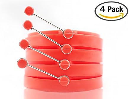 Silicone Egg Ring set by Bailyn - 4 Pack nonstick mold egg maker for breakfast pancake sandwiches round rings of 4''- perfect tools for benedict eggs poacher omelets (red)