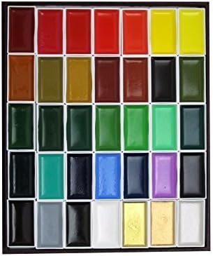 Nihonga Sumi-e Watercolor Paint Pan Set, 35 colors by Kissho