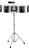 Pearl PTS5134 13 and 14 Steel Timbales with Cowbell and Stand
