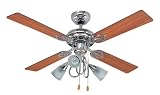 from Total San Fransico 42 Dark Oak Blades Ceiling Fan with 3 60W E14 Decorative Lights