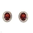 Stud Earrings With 4.20ctw Precious Stones - Genuine Diamonds and Garnets Well Made in 18K Two tone Gold. Total item weight 5.6g Length 12mm