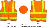 Class Two, ANSI 2004 Double Striped Sleeveless, MESH ORANGE Safety Vests with Lime stripes SM size