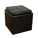 Storage Ottoman with Tray - Black