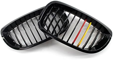 Topptart One Pair of Car Front Kidney Grille Car Grilles for BMW E46 2 Door 330Ci 325Ci 2002-2007 (Gloss Black Red&Yellow)