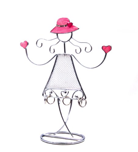 Happy Girl Earring Holder with Pink Hearts