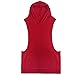 YiZYiF Men's Hooded Gym Tank Tops Bodybuilding Stringer Muscle Workout Shirts Red Medium