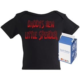 Spoilt Rotten - Daddy's Little Spender Baby & Toddler Funky Baby Clothing T-Shirt 100% Organic Sizes 12-18 months in funky Milk Carton BLACK