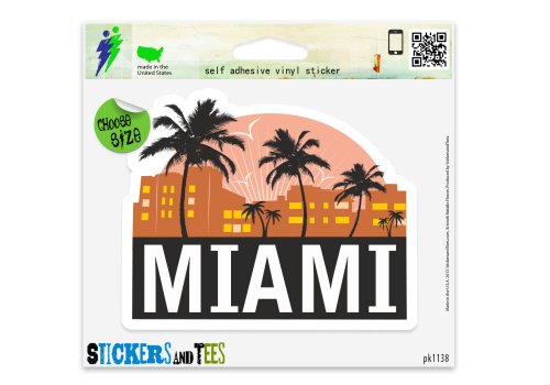 Miami City Florida Travel Car Sticker Indoor Outdoor 4" x 4"