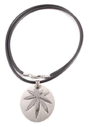 Black Stainless Steel Marijuana 3d Pendant with an 18.5 Inch Necklace Excellent Quality Chain