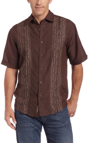 Cubavera Men's Short Sleeve Embroidery Panel Shirt