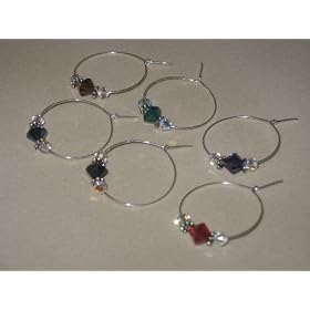 Swarovski Crystal Wine Glass Charms - Set of Six