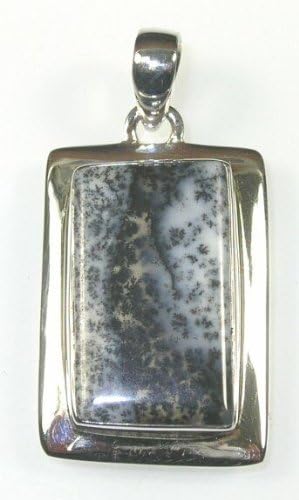 Rectangle Sterling Silver Dendrite Opal Pendant