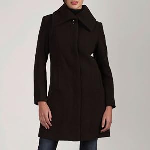 Phistic Women's Wool Blend Three-Quarter Large Collar Coat