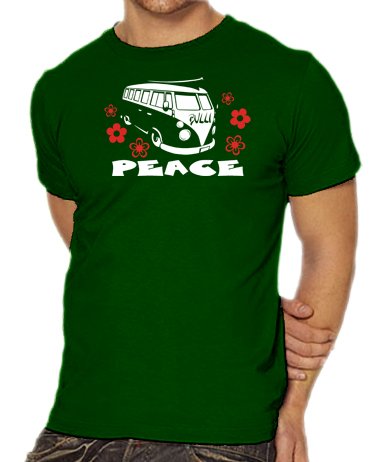 Touchlines Unisex/Herren T-Shirt VW Bulli - Flower Power, bottle green, XL, B1753 Preisvergleich