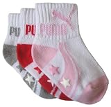 Puma Baby Girl Star Gripper Socks- 3 Pack(Infant to Baby)