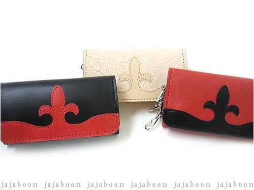 JAJABOON ユリ 紋章 キーケース キーホルダー 革