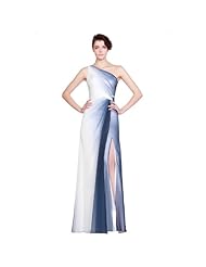 Full Length Chiffon/Polyester Sheath One Shoulder Sleeveless Ruched Evening Dress/Prom Dress/Party Dress 