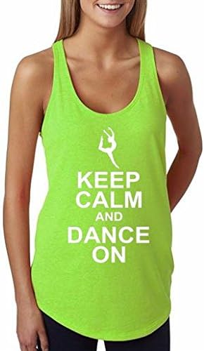 Keep Calm & Dance On Workout Racerback Tank (Neon Green, Large)