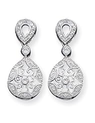 Sterling Silver CZ Chandelier Style Earrings QE3224"