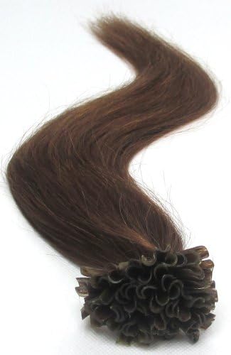Angelcoco 100 Strands 22Inch Remy Pre Bonded Keratin Nail Tip Human Hair Extensions (0.5g/s) 50gr Weight (22inch, #6 Chestnut Brown)