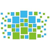 Set of 78 - Lime Green / Ice Blue Square Boxes Vinyl Wall Graphic Decals Stickers