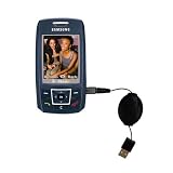 Retractable USB Cable for the Samsung SGH-T429 with Power Hot Sync and Charge capabilities - Gomadic Brand w/ TipExchange Technology