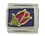 SilverBin Enamel Paint Colorful Rosebud Stainless Steel Italian Charm Link