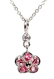 Pink Sapphire and Diamond Pendant Necklace, 18k White Gold, 18' Chain (T.w 0.40)