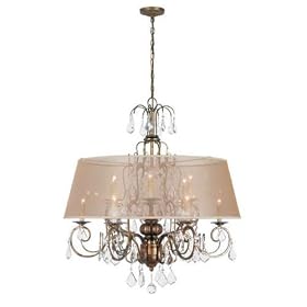 World Imports 1949-90 Belle Marie 6+6 lights crystal chandlier with shade, Antique Gold by World Imports