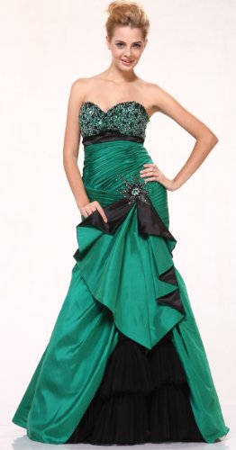 #20128 Green Strapless Embroidery Sequins Pageant Prom Formal Gown