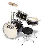 TKO 3 - Piece Junior Children &acute; s / kids Drum Set with Seat - Black - B000CPMCUE