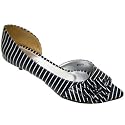 Black White Striped Flower Kitten Heel Peep-Toe Sandals Shoes